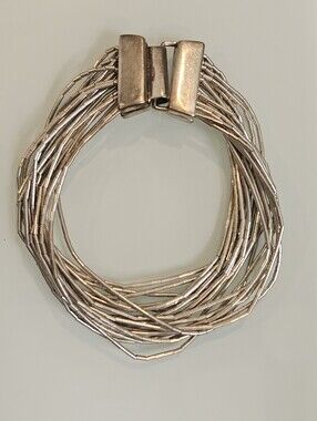 Liquid Sterling Silver 23.3 Grams Multi Strand Vintage Bracelet Hook Clasp 7"